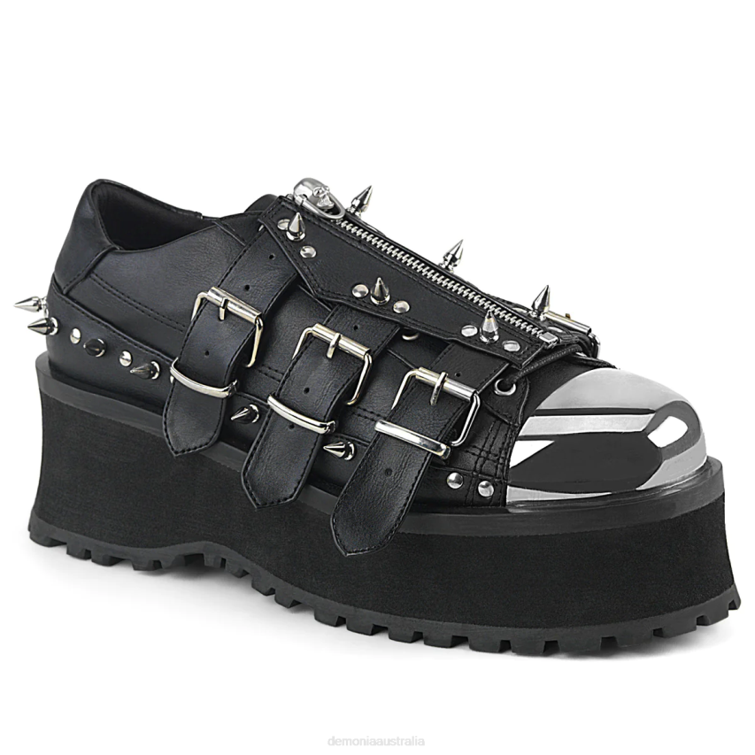 Black Vegan Leather Demonia Gravedigger-03 R6NZ836