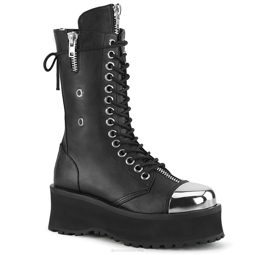 Black Vegan Leather Demonia Gravedigger-14 R6NZ839