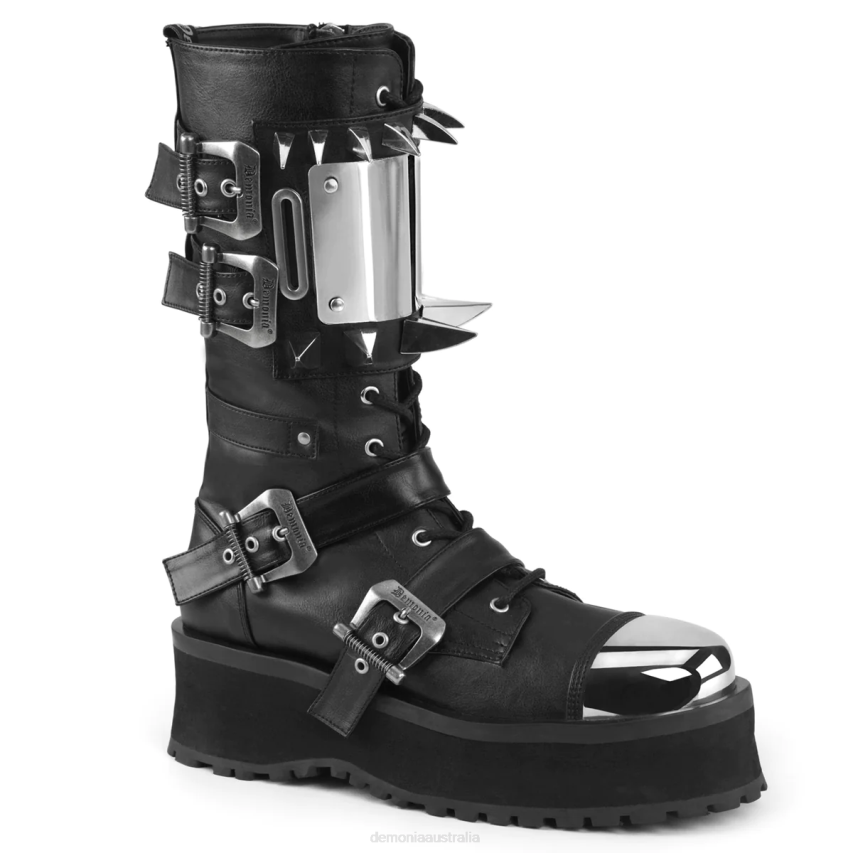 Black Vegan Leather Demonia Gravedigger-250 R6NZ840