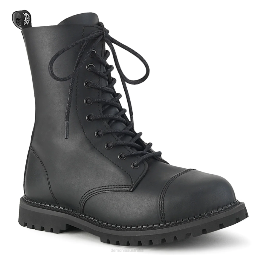 Black Vegan Leather Demonia Riot-10 R6NZ854