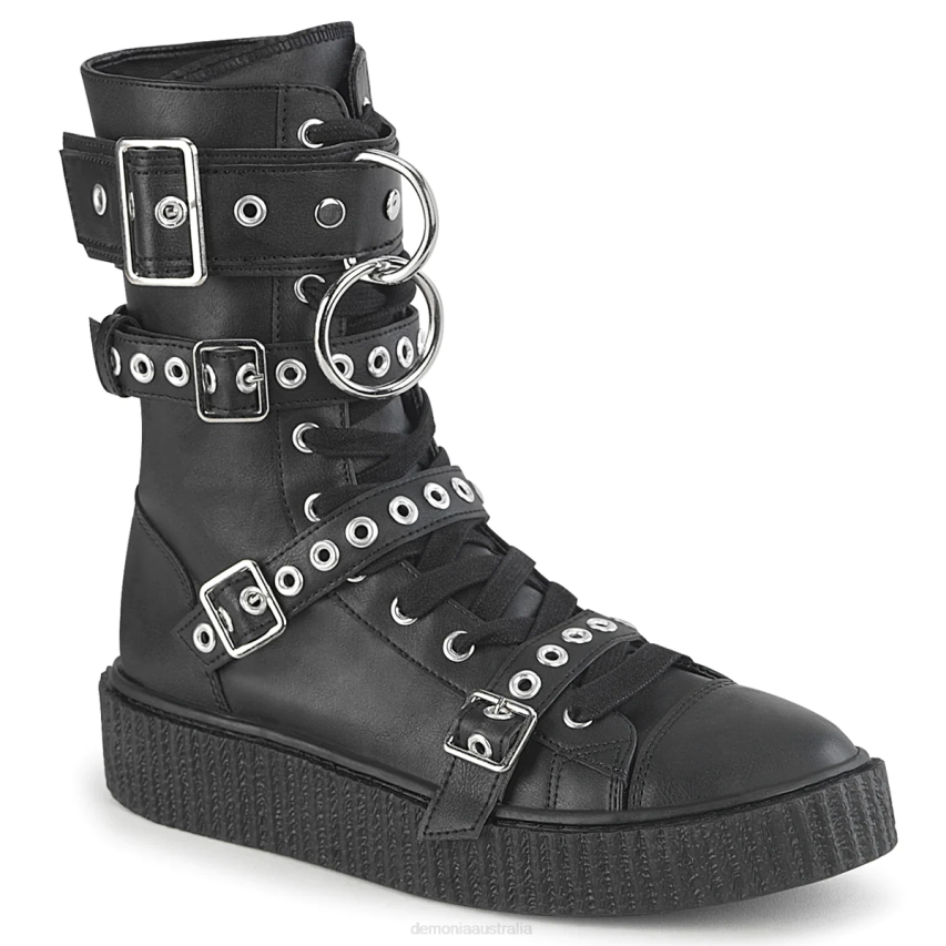 Black Vegan Leather Demonia Sneeker-320 R6NZ870