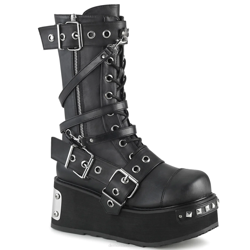 Black Vegan Leather Demonia Trashville-250 R6NZ890