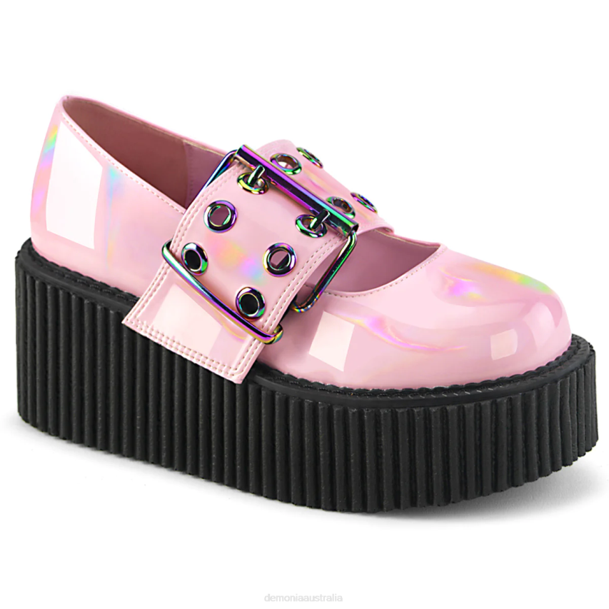 Baby Pink Holo Patent Demonia Creeper-230 R6NZ378