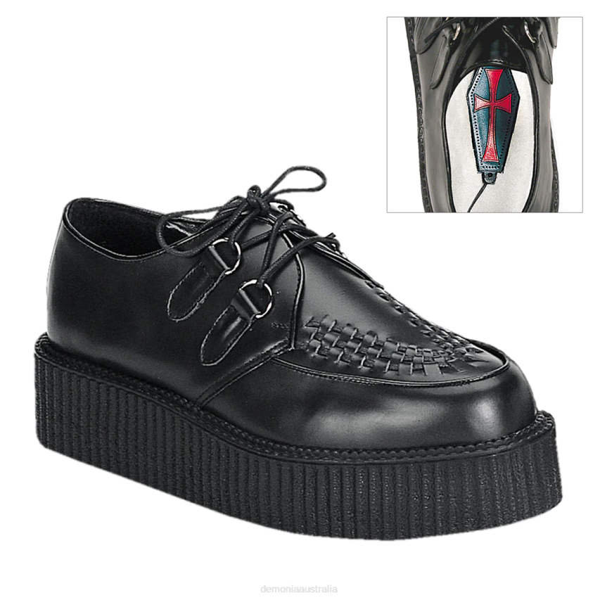 Black Leather Demonia Creeper-402 R6NZ383