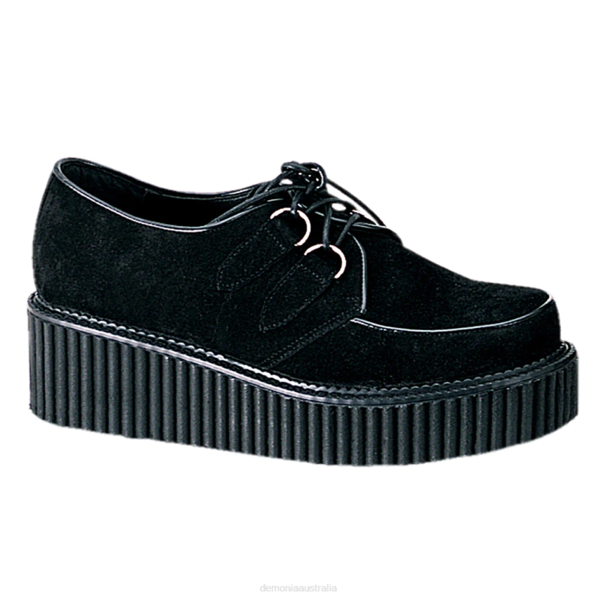 Black Suede Demonia Creeper-101 R6NZ364