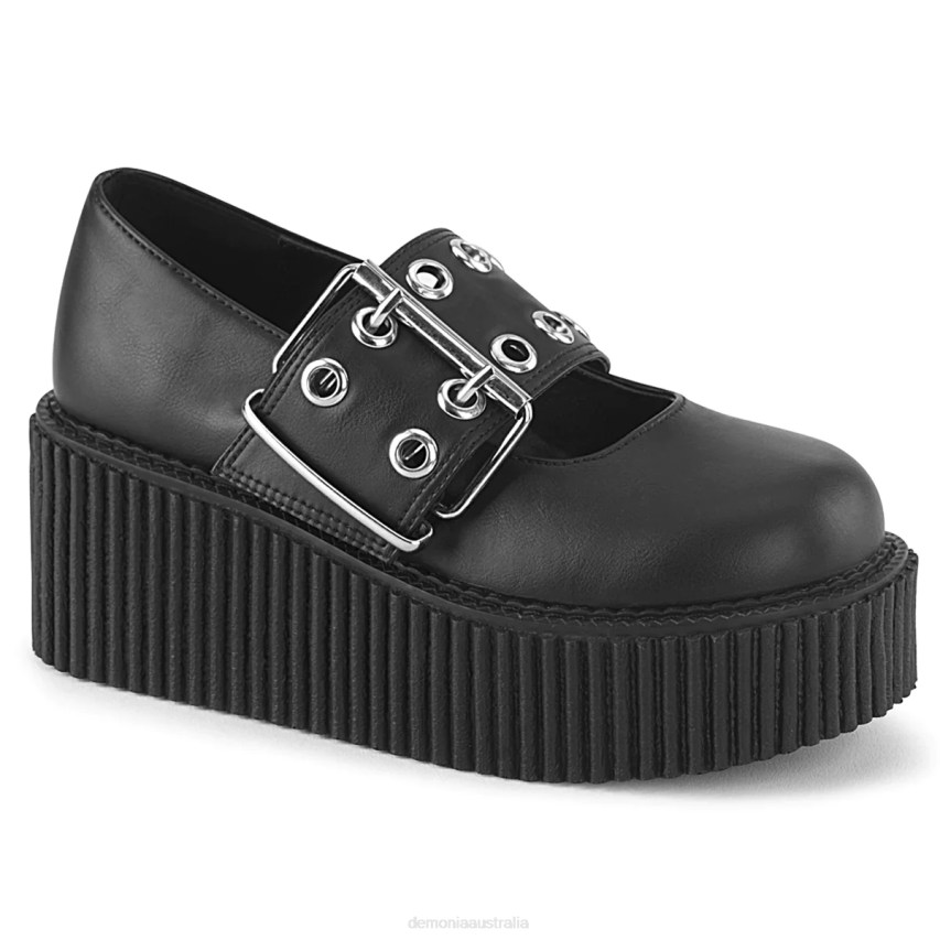 Black Vegan Leather Demonia Creeper-230 R6NZ376