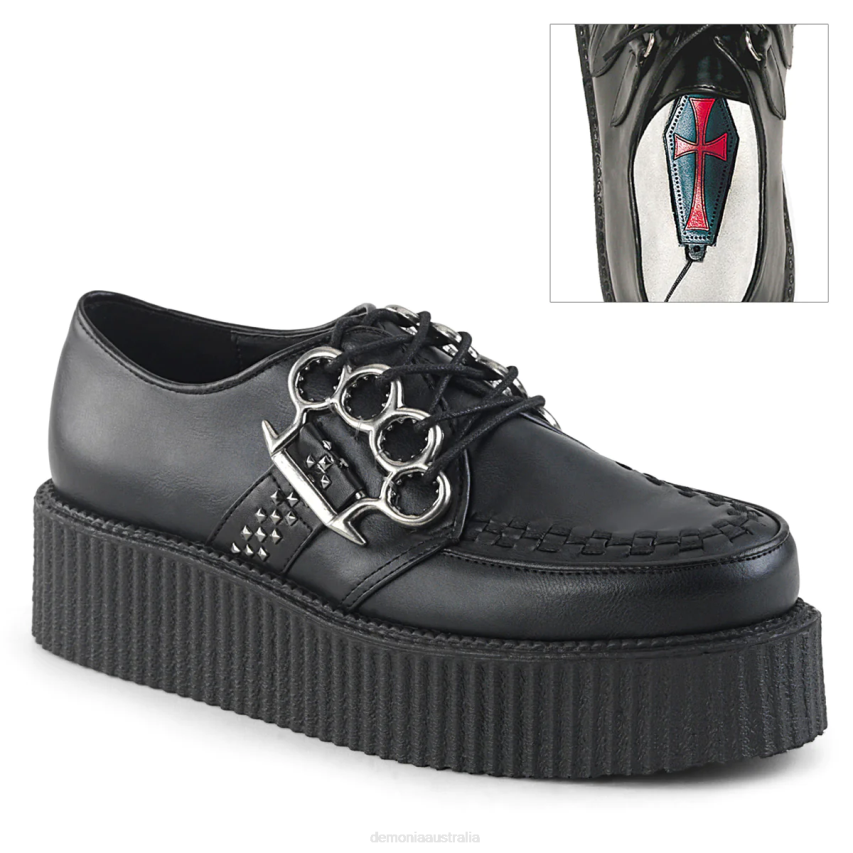 Black Vegan Leather Demonia V-CREEPER-516 R6NZ390