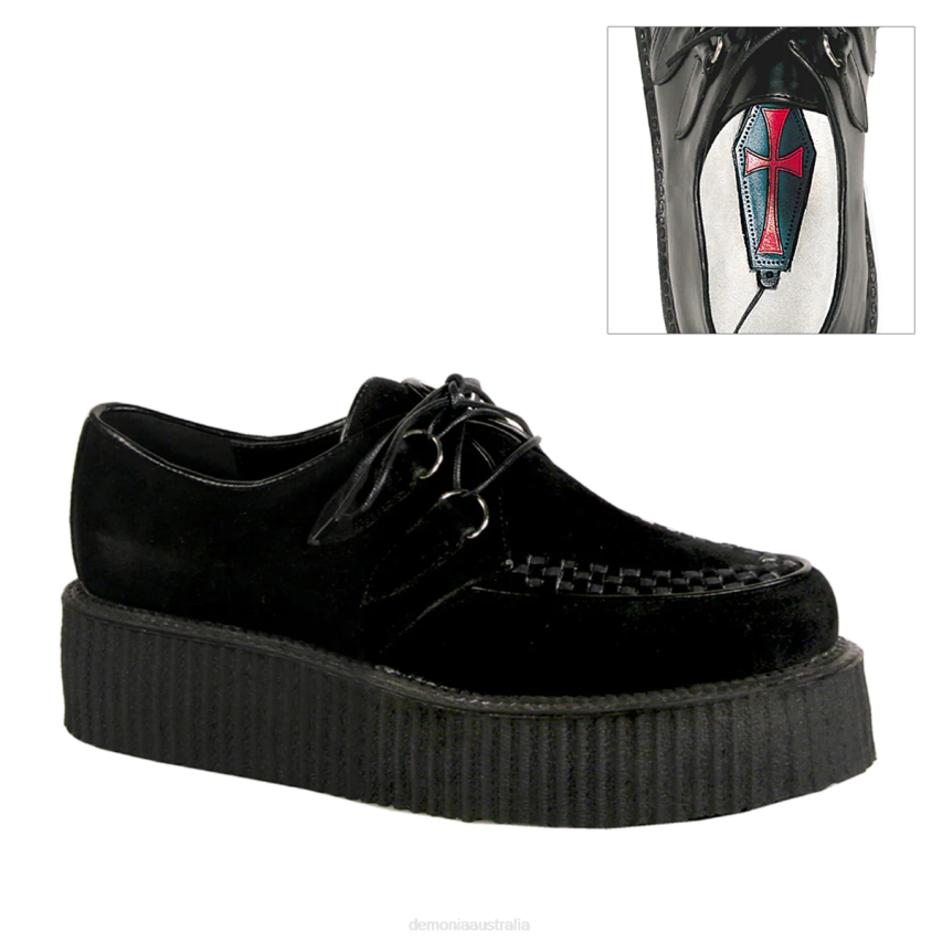 Black Vegan Suede Demonia V-CREEPER-502S R6NZ389