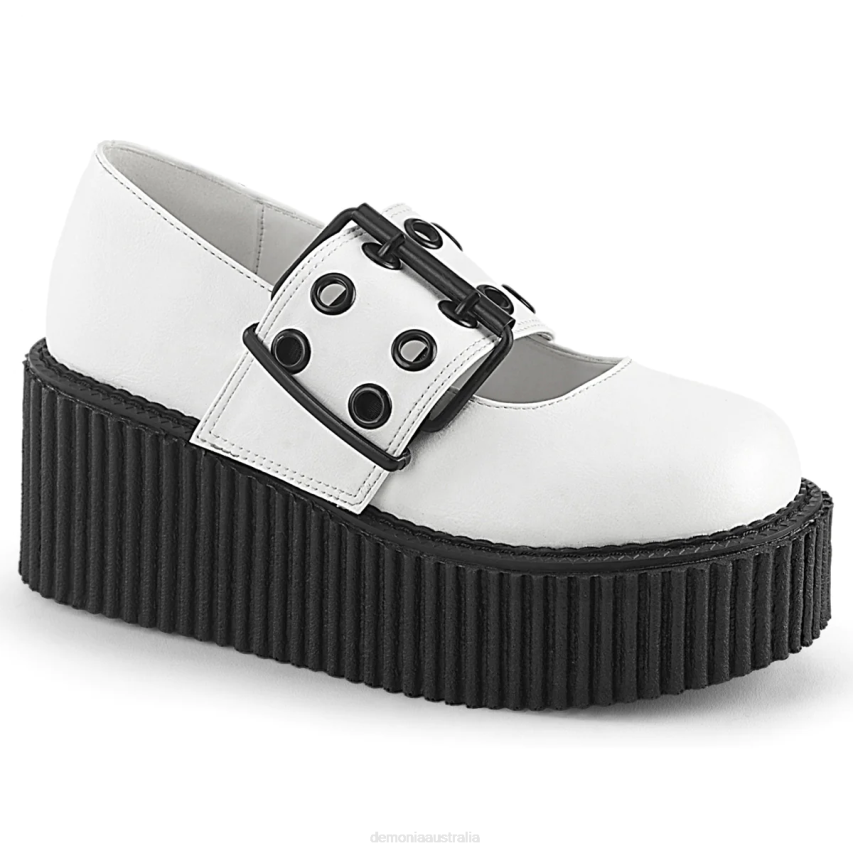 White Vegan Leather Demonia Creeper-230 R6NZ377