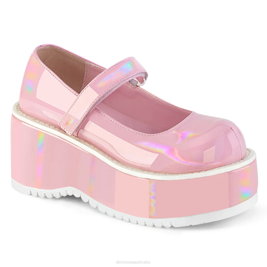 Baby Pink Holo Patent Demonia Dollie-01 R6NZ412