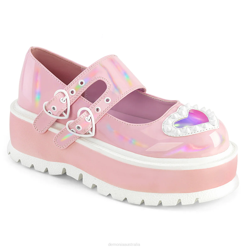 Baby Pink Holo Patent Demonia Slacker-25 R6NZ451