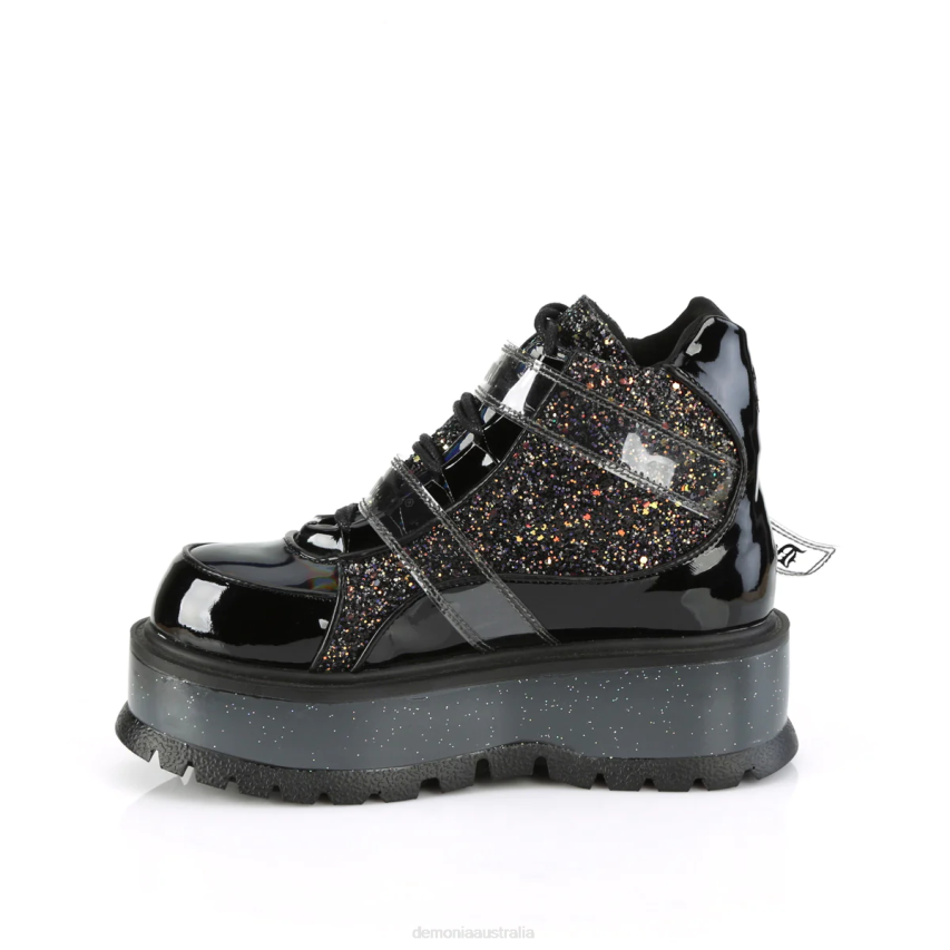 Black Patent-Black Multi Glitter Demonia Slacker-50 R6NZ455