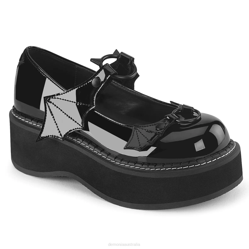 Black Patent Demonia Emily-23 R6NZ418