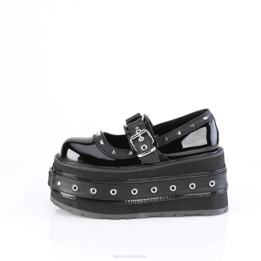 Black Patent-Vegan Leather Demonia Damned-20 R6NZ406