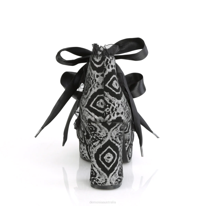 Black-Silver Faux Nubuck Leather Demonia Gothika-53 R6NZ422