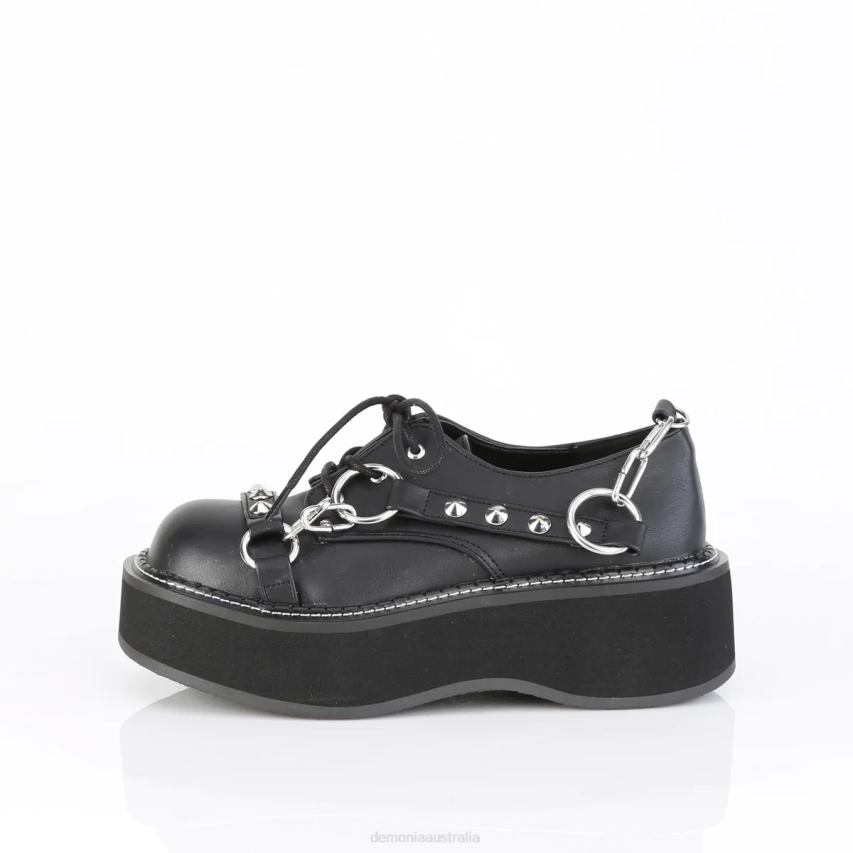 Black Vegan Leather Demonia Emily-32 R6NZ419