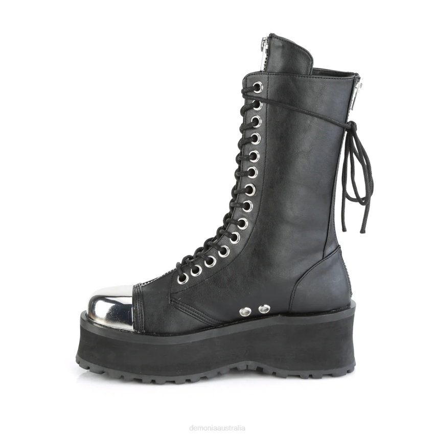 Black Vegan Leather Demonia Gravedigger-14 R6NZ426