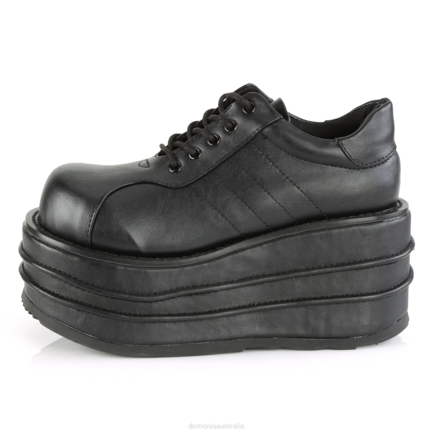 Black Vegan Leather Demonia Tempo-08 R6NZ471