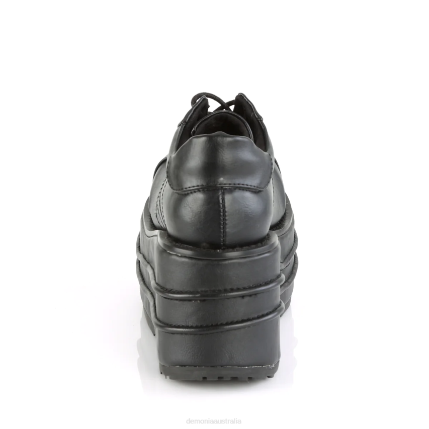 Black Vegan Leather Demonia Tempo-08 R6NZ471