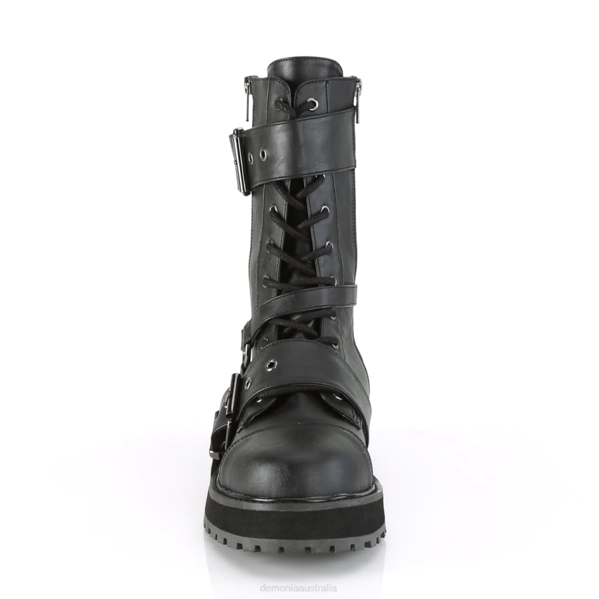 Black Vegan Leather Demonia Valor-220 R6NZ474
