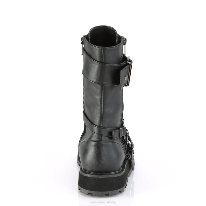 Black Vegan Leather Demonia Valor-220 R6NZ474
