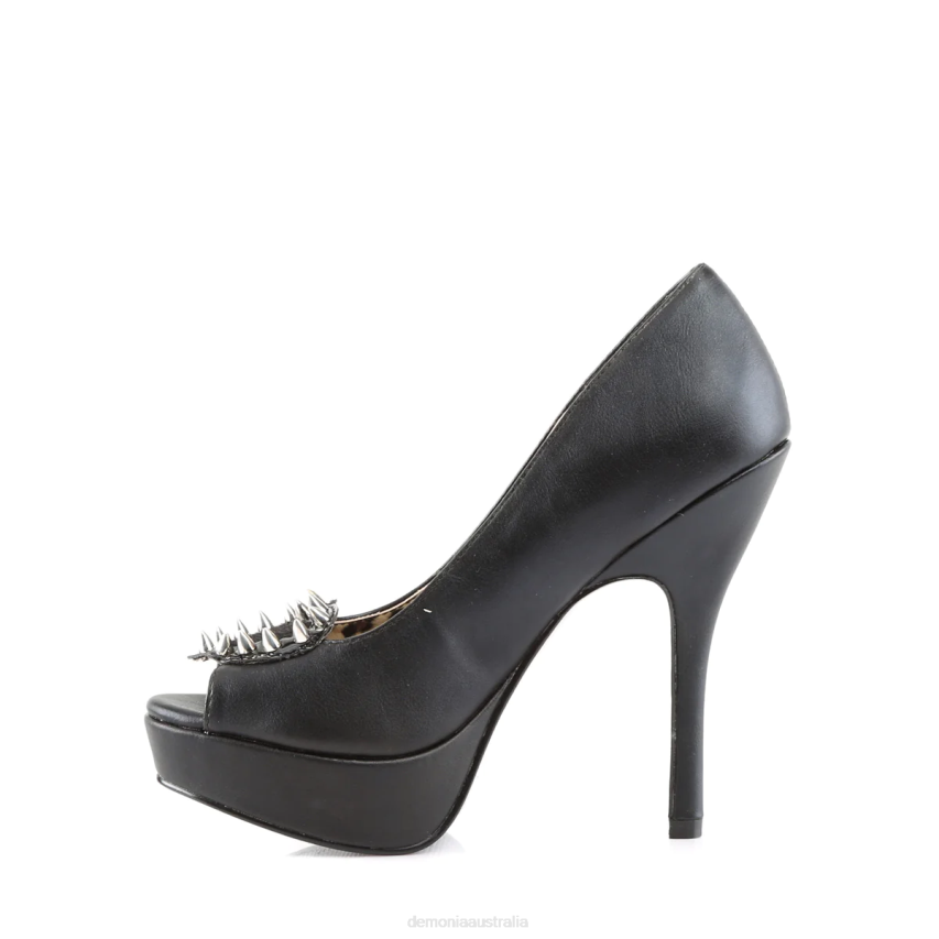 Black Vegan Leather -Pony Faux Fur Demonia Pixie-17 R6NZ437