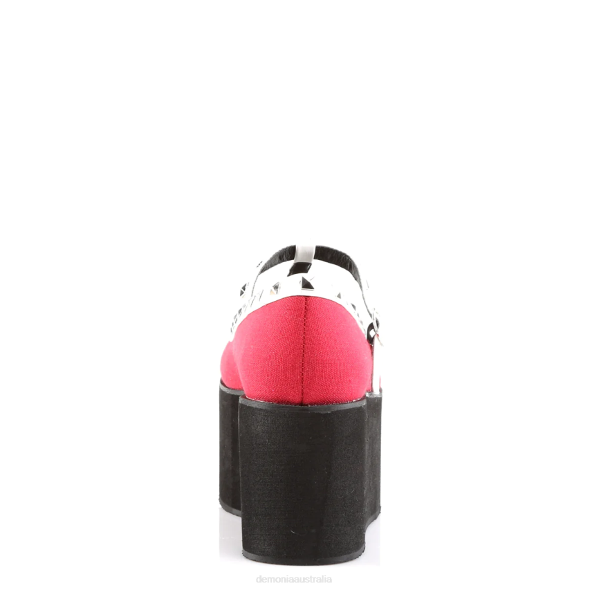 Red Canvas-Black-White Vegan Leather Demonia Click-07 R6NZ403