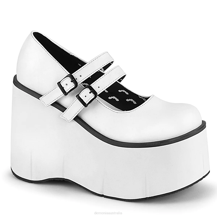 White Vegan Leather Demonia Kera-08 R6NZ430