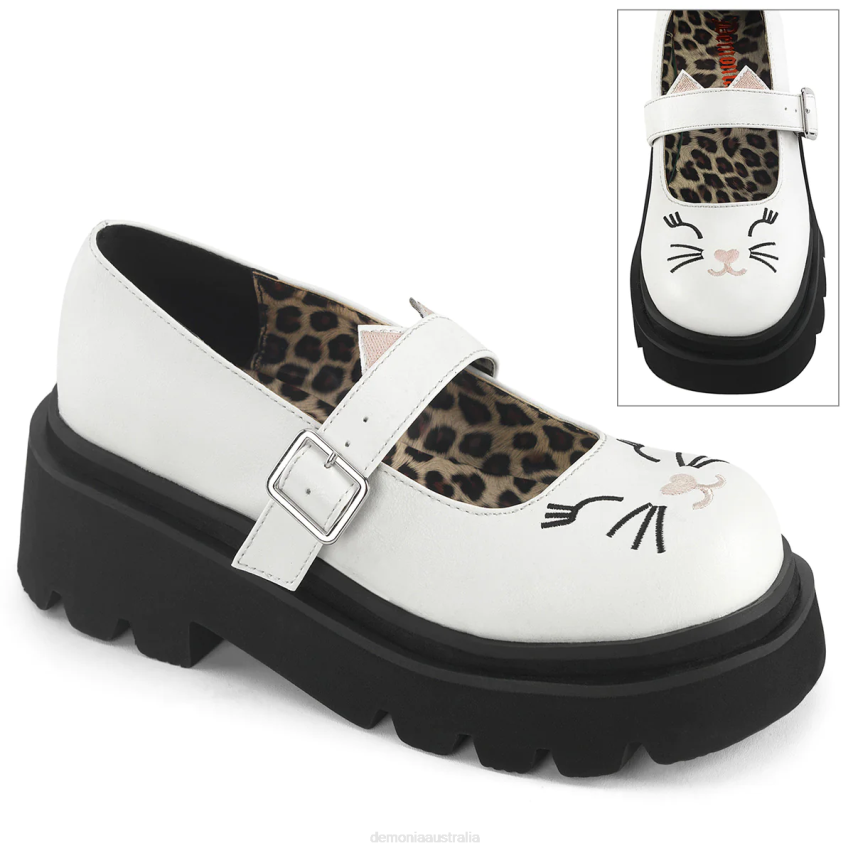 White Vegan Leather Demonia Renegade-56 R6NZ442