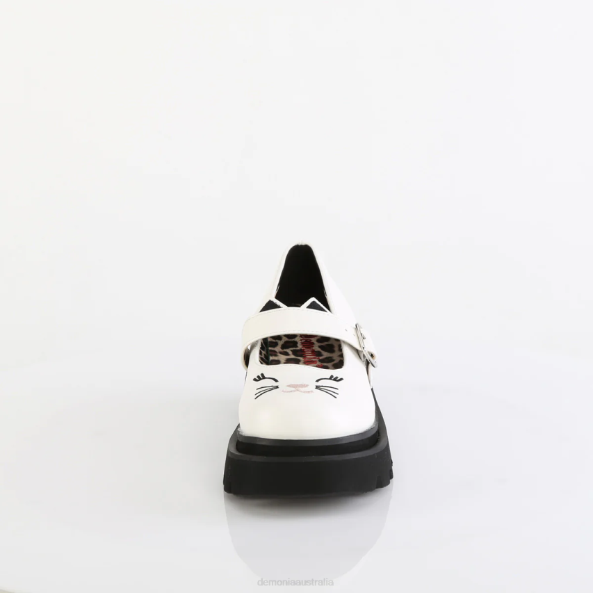 White Vegan Leather Demonia Renegade-56 R6NZ442