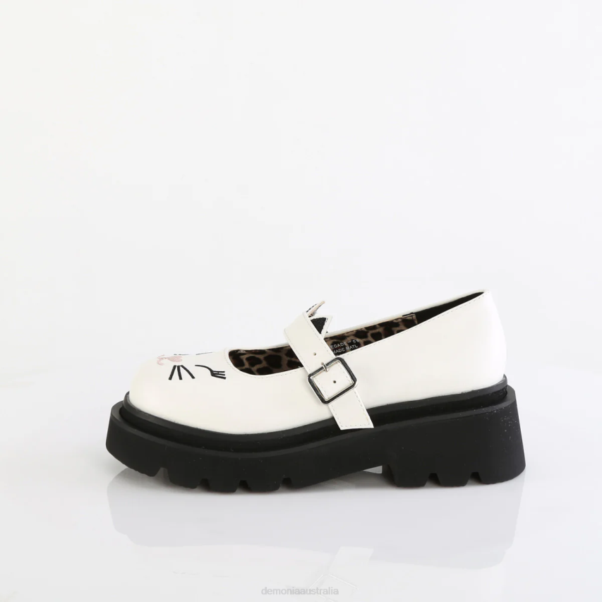 White Vegan Leather Demonia Renegade-56 R6NZ442