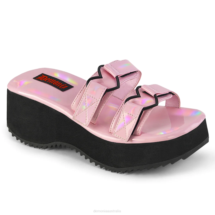 Baby Pink Holo Patent Demonia Flip-12 R6NZ532