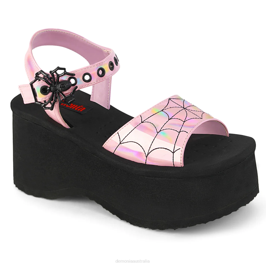 Baby Pink Holo Patent Demonia Funn-10 R6NZ533