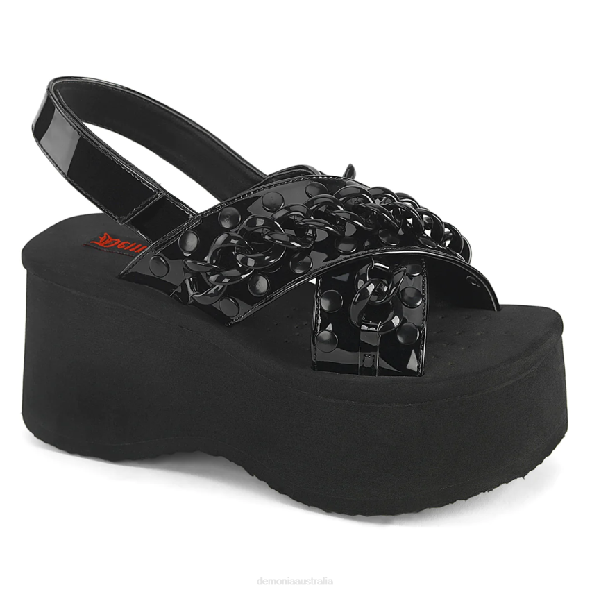 Black Patent Demonia Funn-12 R6NZ537