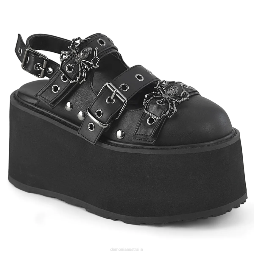 Black Vegan Leather Demonia Damned-27 R6NZ541