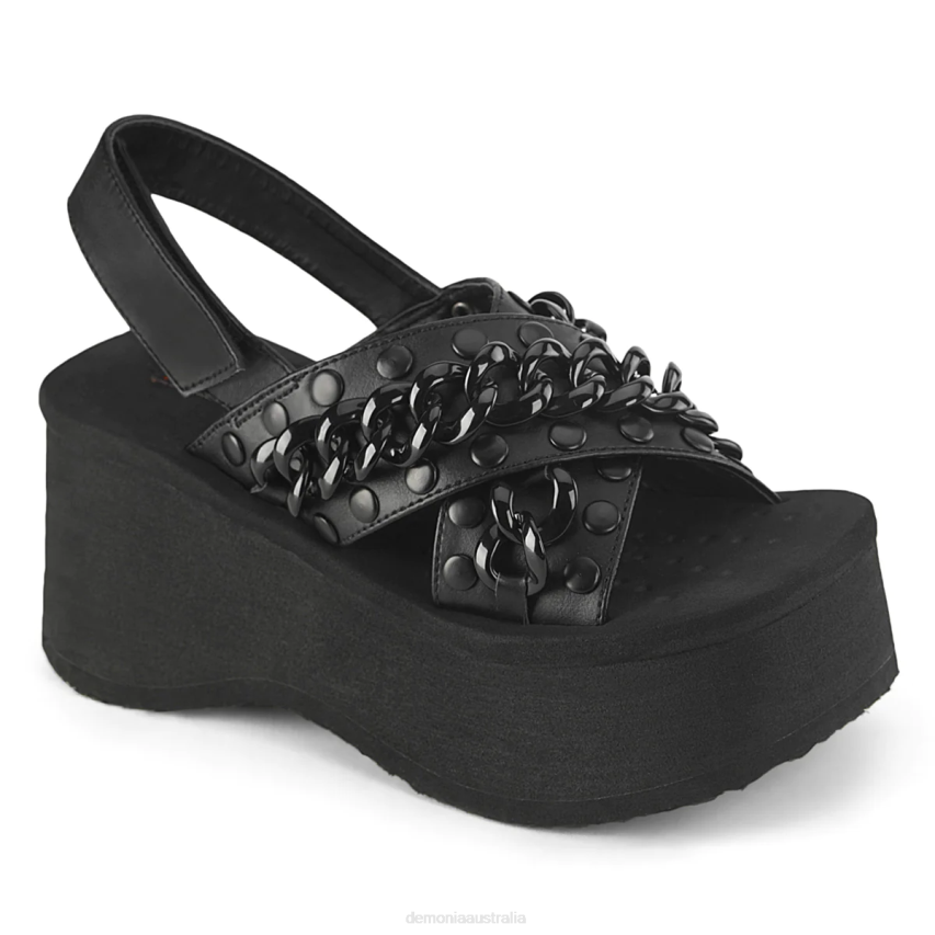Black Vegan Leather Demonia Funn-12 R6NZ527