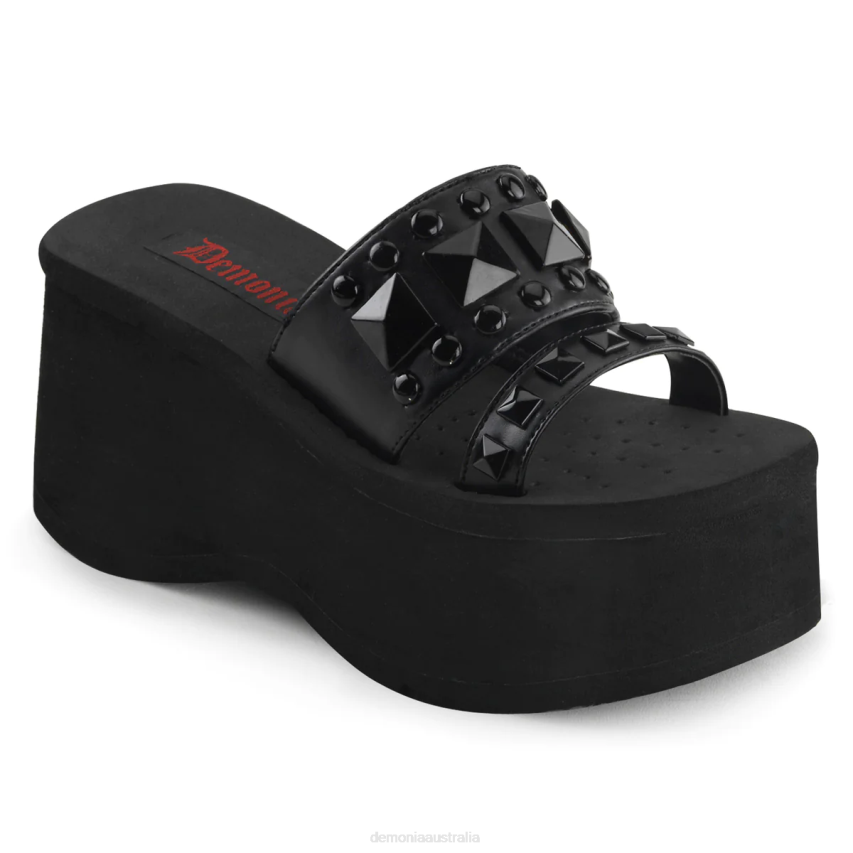Black Vegan Leather Demonia Funn-18 R6NZ518