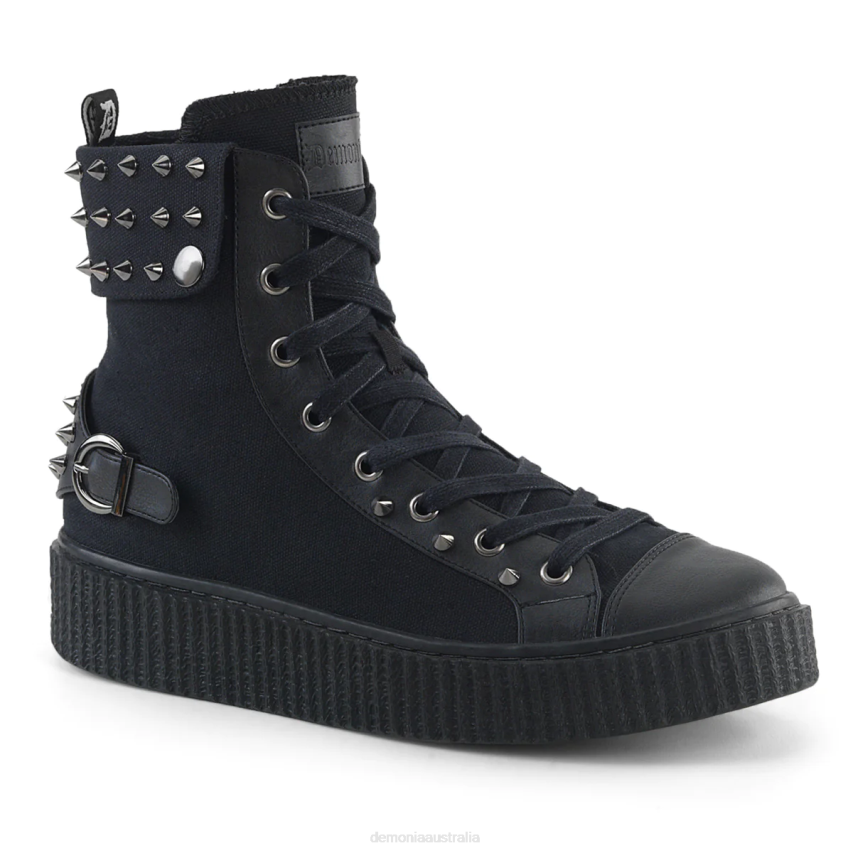 Black Canvas-Vegan Leather Demonia Sneeker-266 R6NZ570