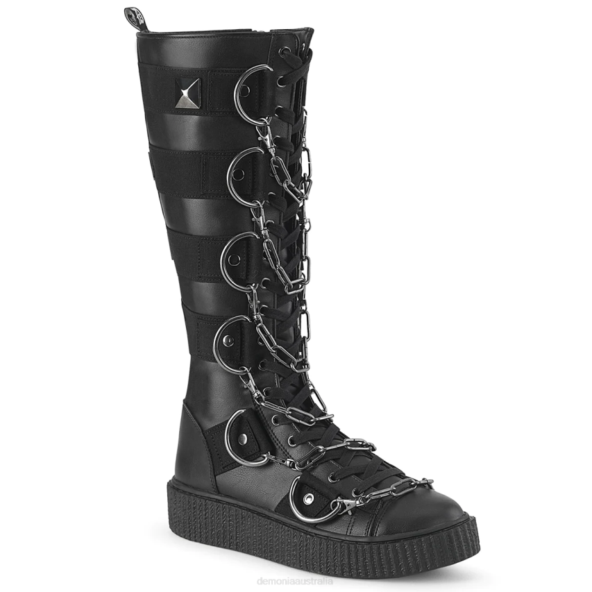 Black Vegan Leather-Canvas Demonia Sneeker-405 R6NZ548