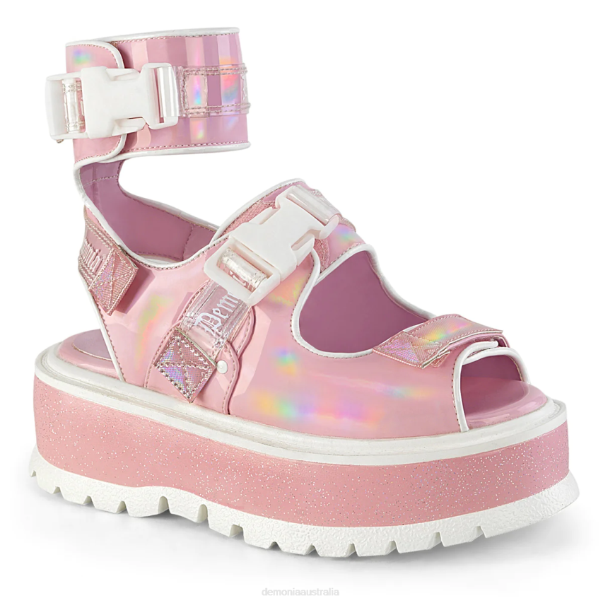 Baby Pink Holo Patent Demonia Slacker-15B R6NZ1313