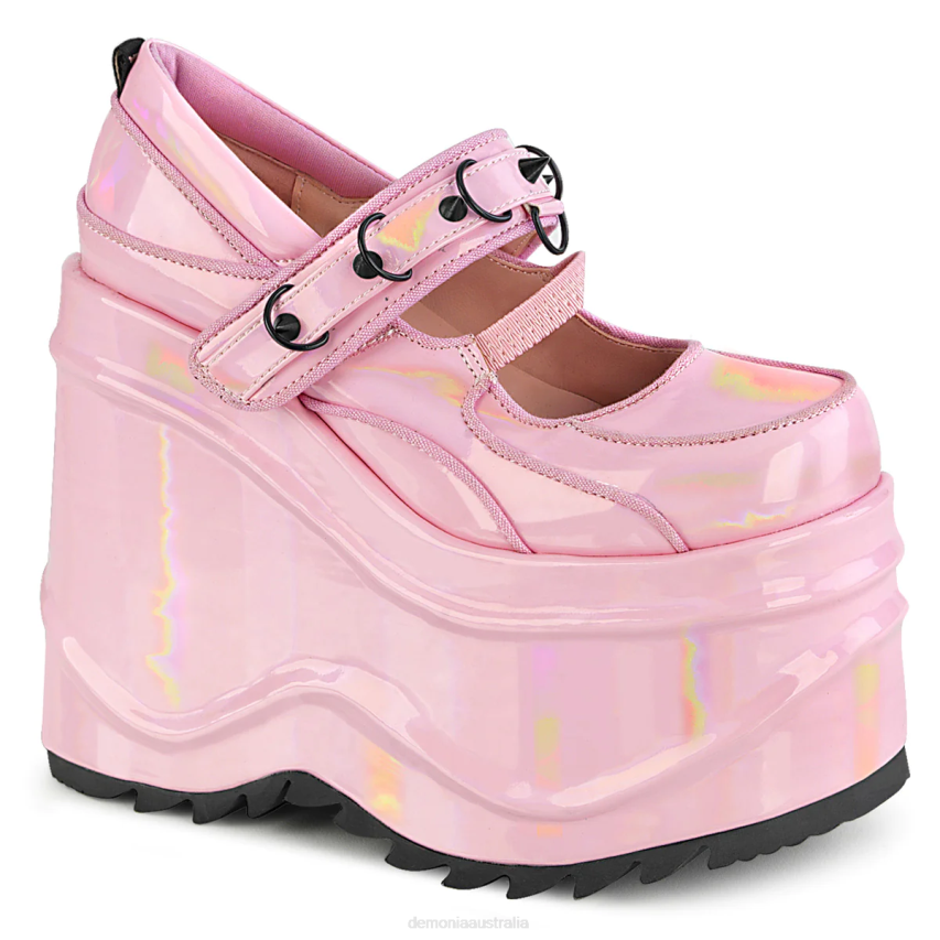 Baby Pink Hologram Patent Demonia Wave-48 R6NZ1510