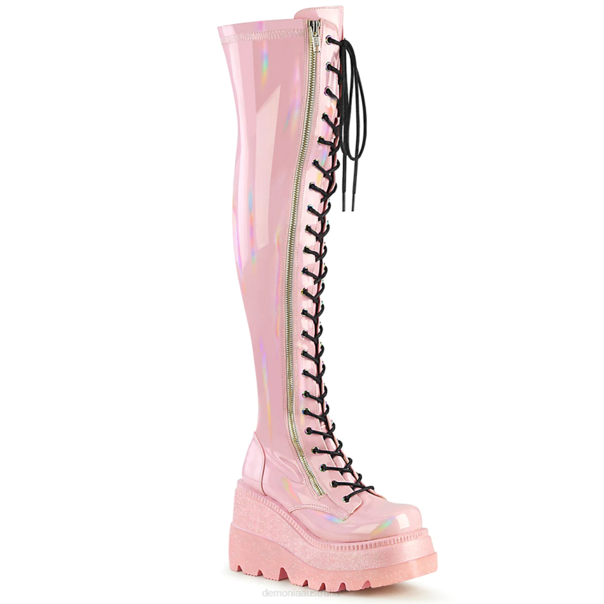 Baby Pink Hologram Stretch Patent Demonia Shaker-374 R6NZ1274