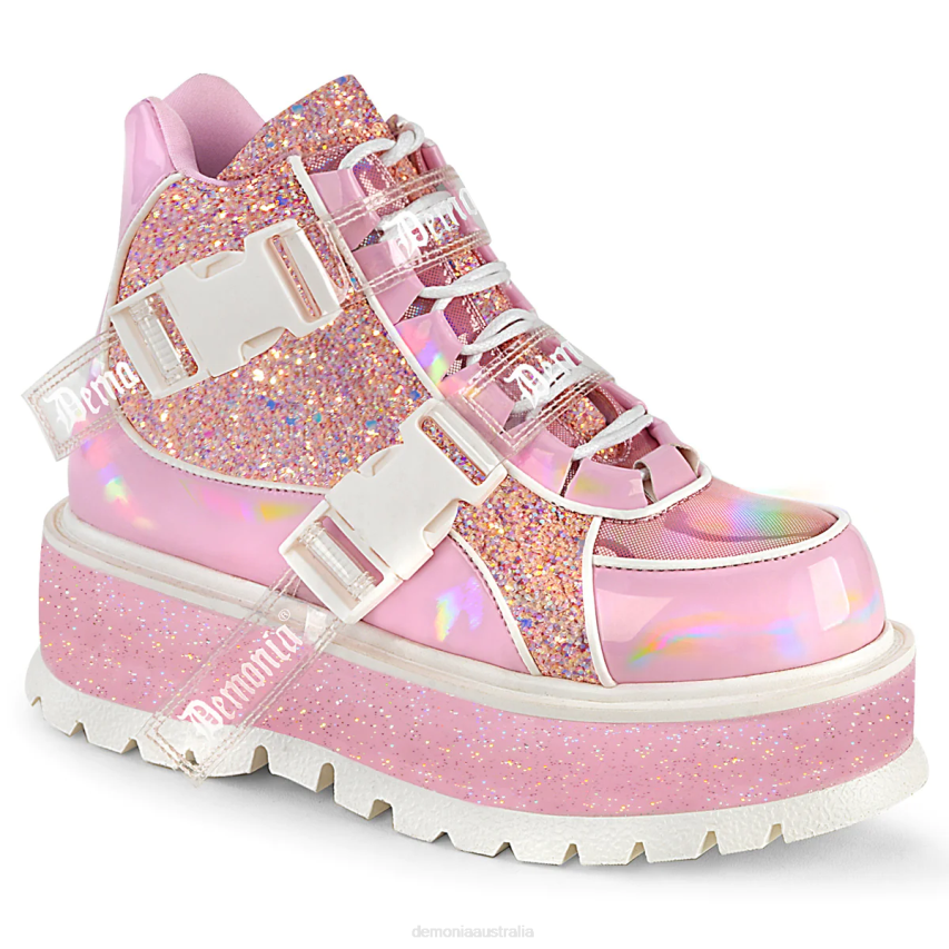 Baby Pink Holographic Patent-Pink Multi Glitter Demonia Slacker-50 R6NZ1336