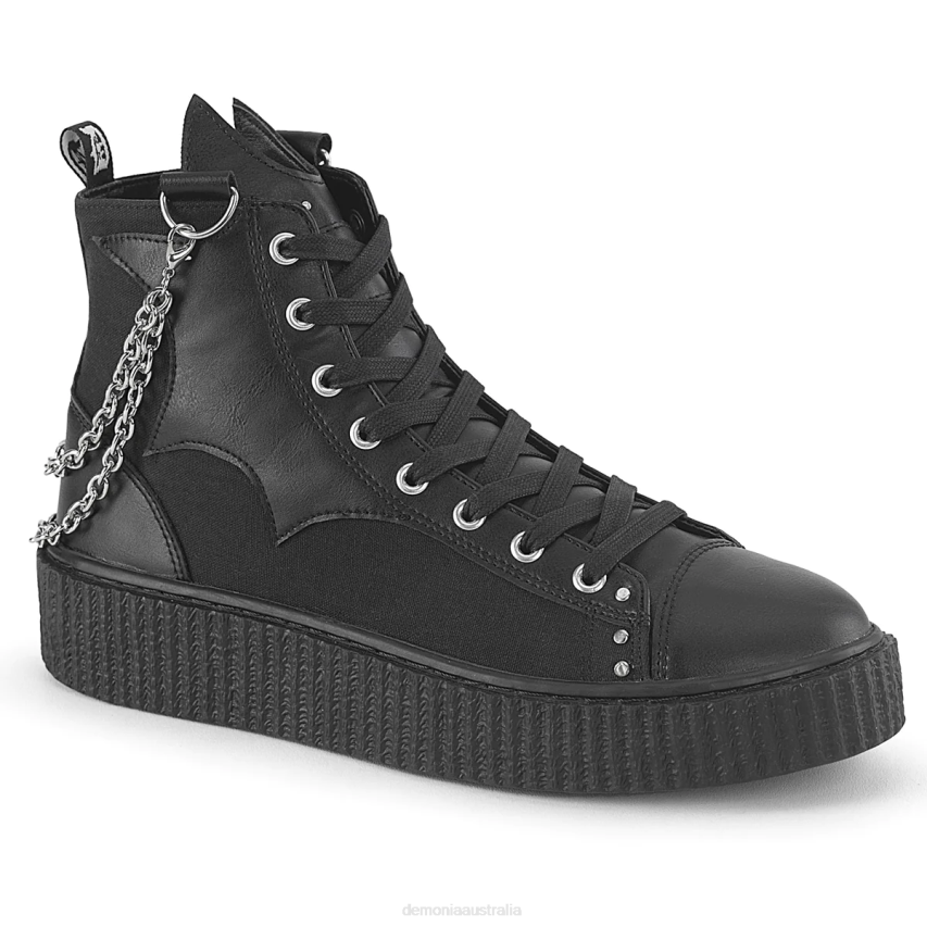 Black Canvas-Vegan Leather Demonia Sneeker-230 R6NZ1352