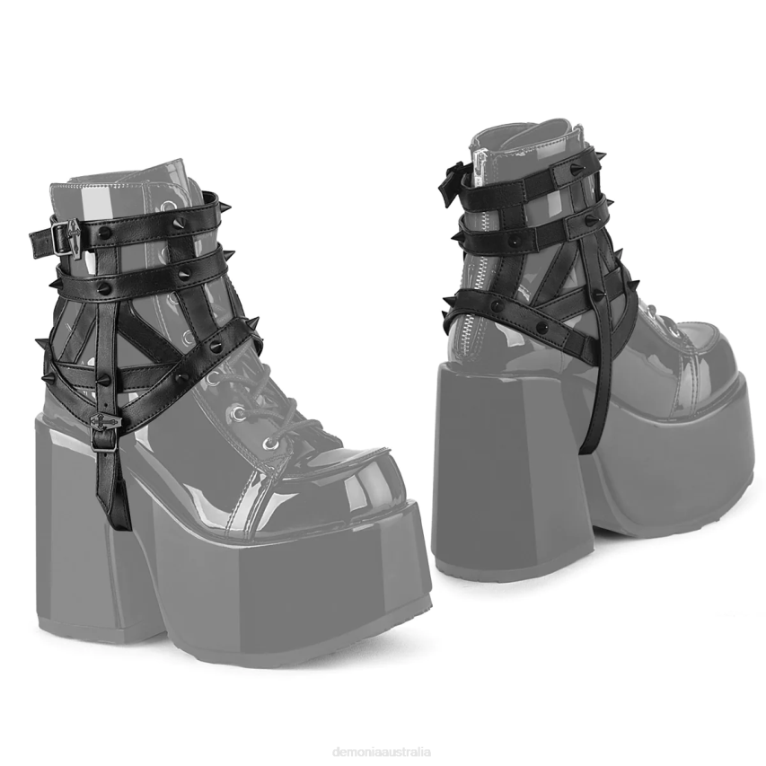 Black Demonia Demonia Cage Boot Harness (Pair) R6NZ1087
