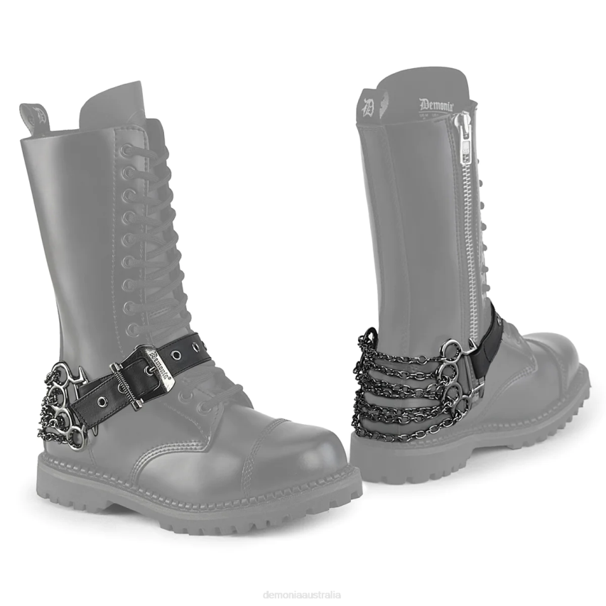 Black Demonia Demonia Chain Boot Harness (Pair) R6NZ1088
