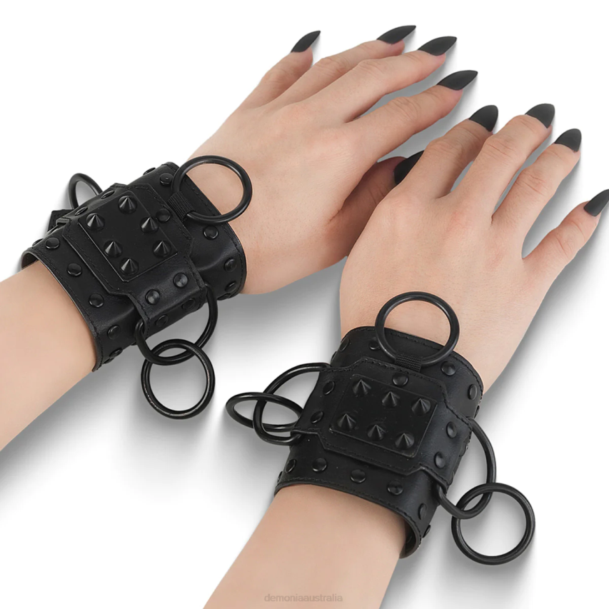 Black Demonia Demonia O-Ring Wrist Cuff (Pair) R6NZ1090