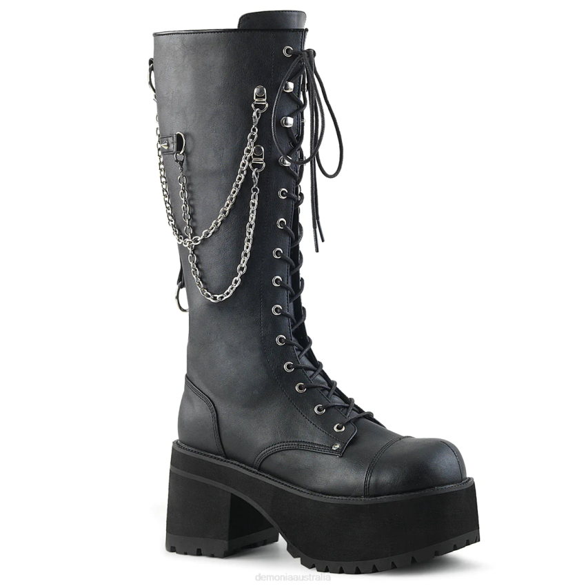Black Faux Leather Demonia Ranger-303 R6NZ1238