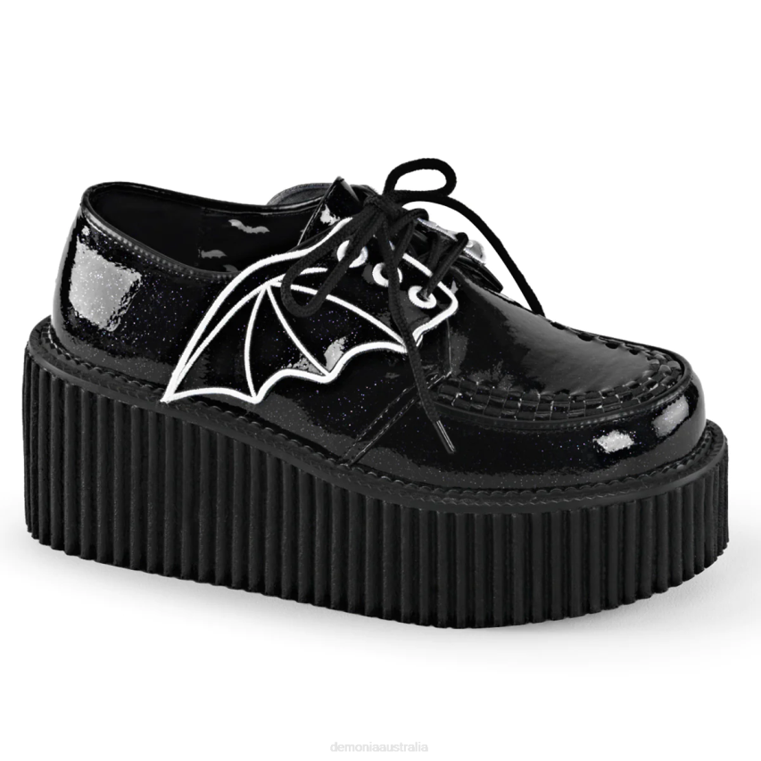 Black Glitter Vinyl Demonia Creeper-205 R6NZ1028