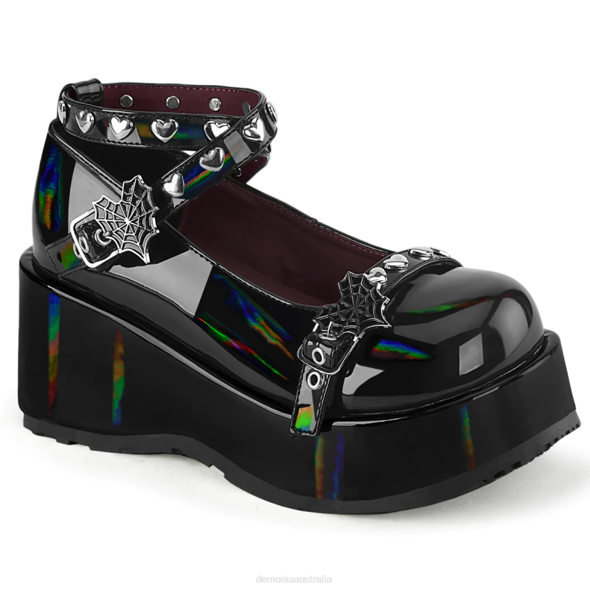 Black Holo Patent Demonia Cubby-25 R6NZ1046